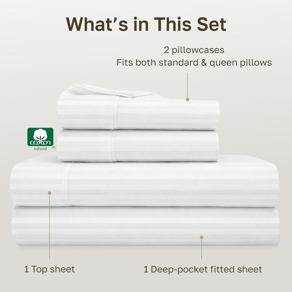 CaliforniaDesignDen California Design Den Soft 100% Cotton Queen Sheet Set, 400 TC Good Housekeeping Award Winner, Silky Smooth Sateen Weav…