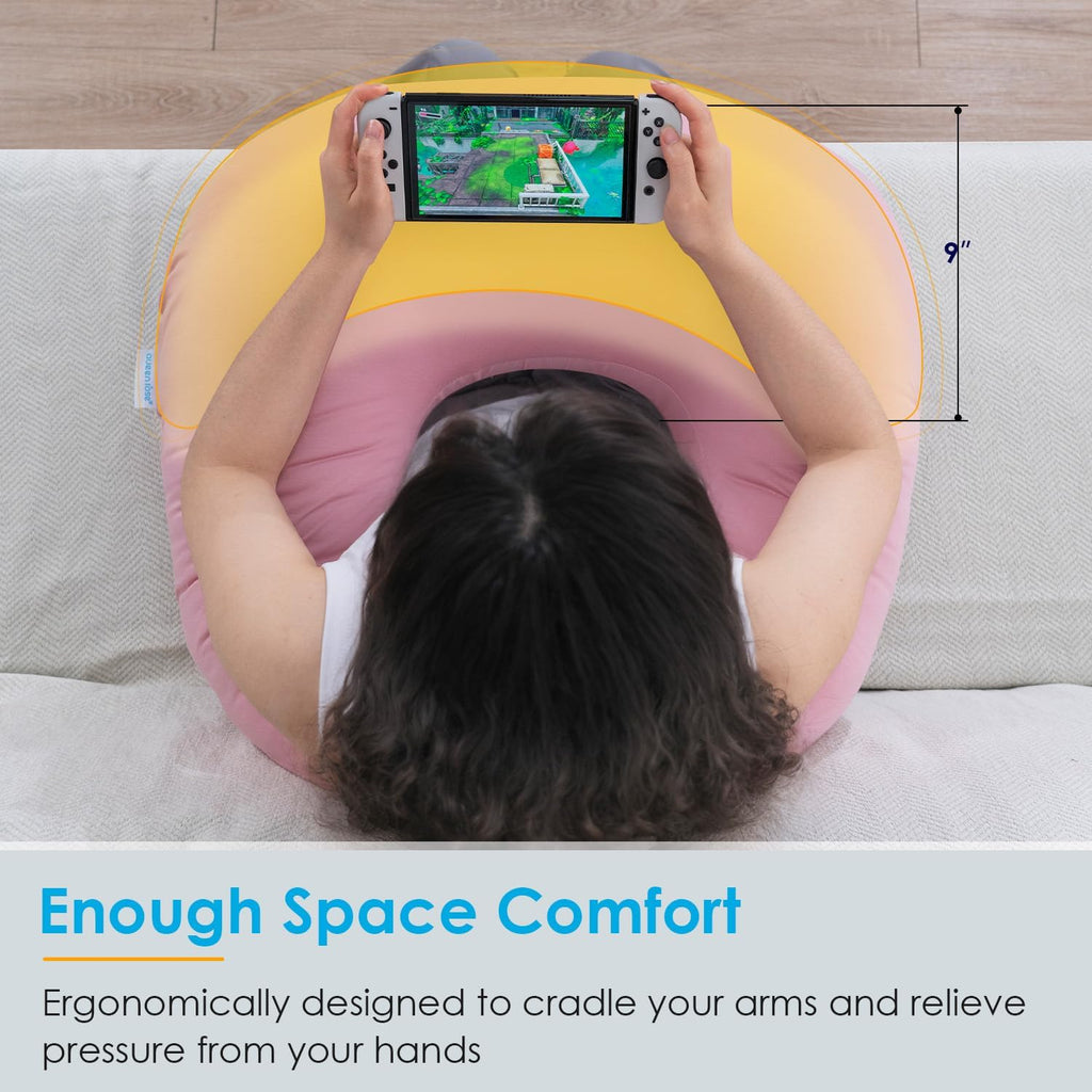 QUEEN ROSE Reading Pillow for Gaming, Lap Desk Pillow for Sitting in Bed or Sofa, Compact Arm Support Pillow for Reading, Playing or…