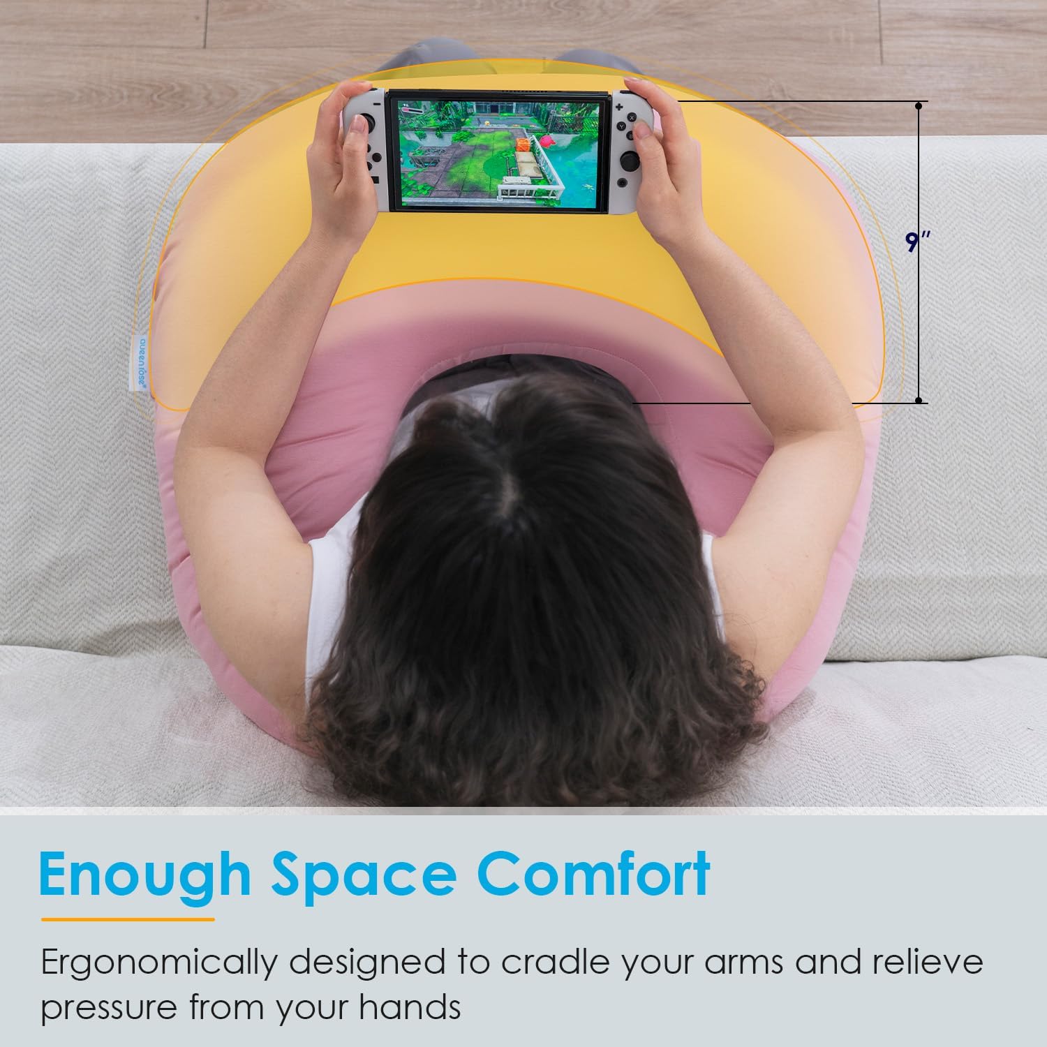 QUEEN ROSE Reading Pillow for Gaming, Lap Desk Pillow for Sitting in Bed or Sofa, Compact Arm Support Pillow for Reading, Playing or…