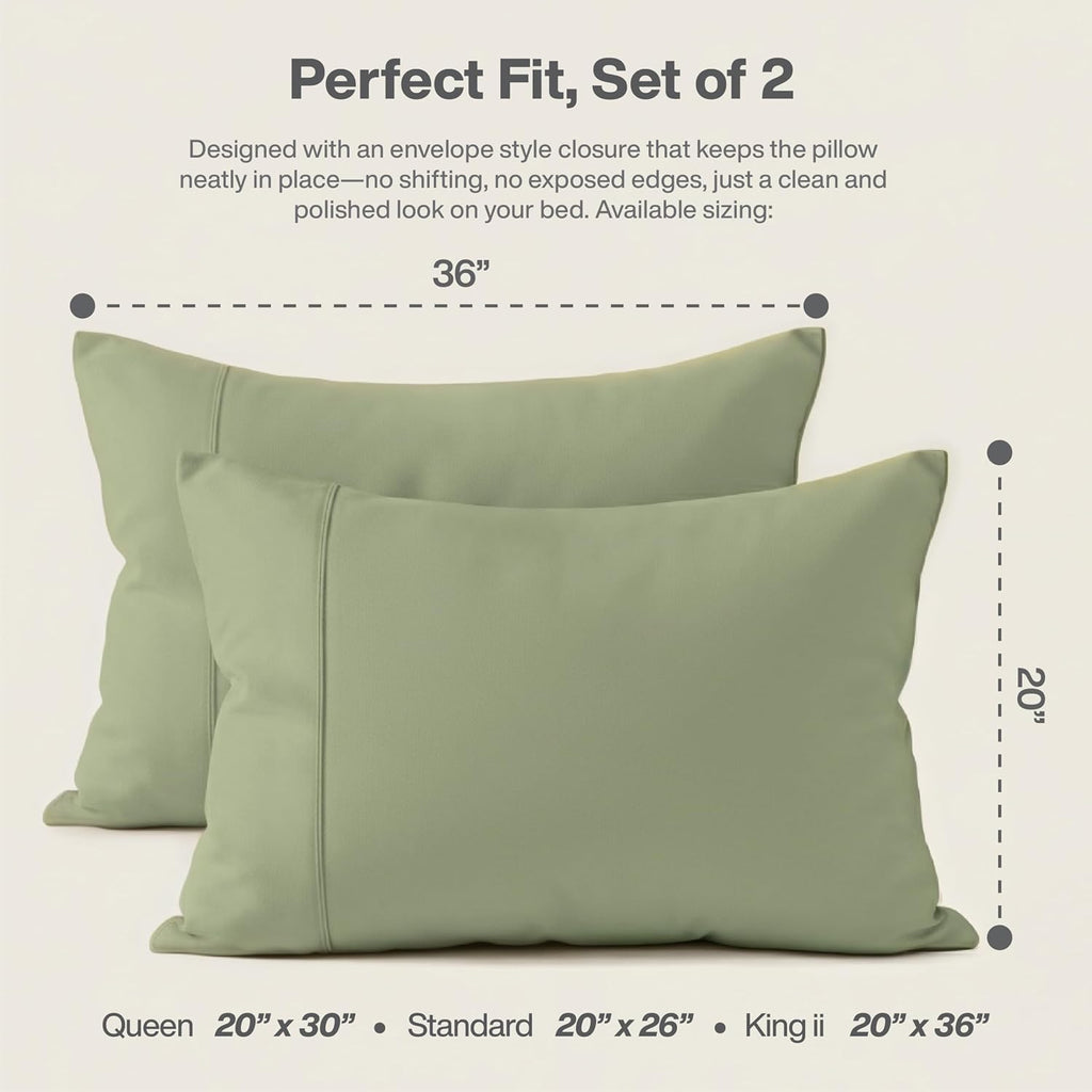 Queensbay Standard Pillow Cases Set of 2, Microfiber Cooling Pillowcases, Soft Breathable Envelope Closure Pillow Covers, Wrinkle Free Easy…