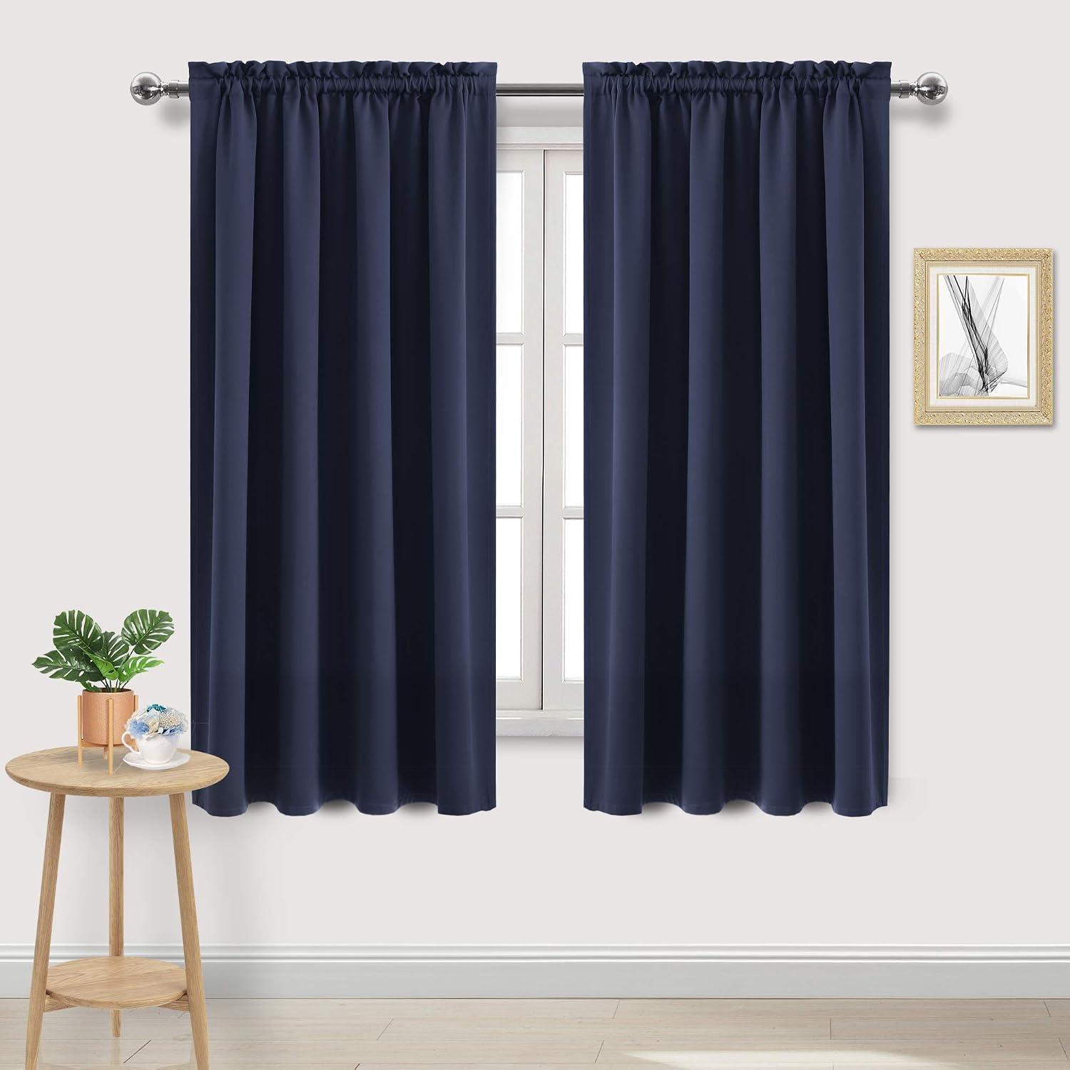 Dwcn Navy Room Darkening Blackout Curtains - Thermal Insulated Privacy Energy Saving Window Curtain Drapes 52 x 63 inch Length, Set of 2 Be…