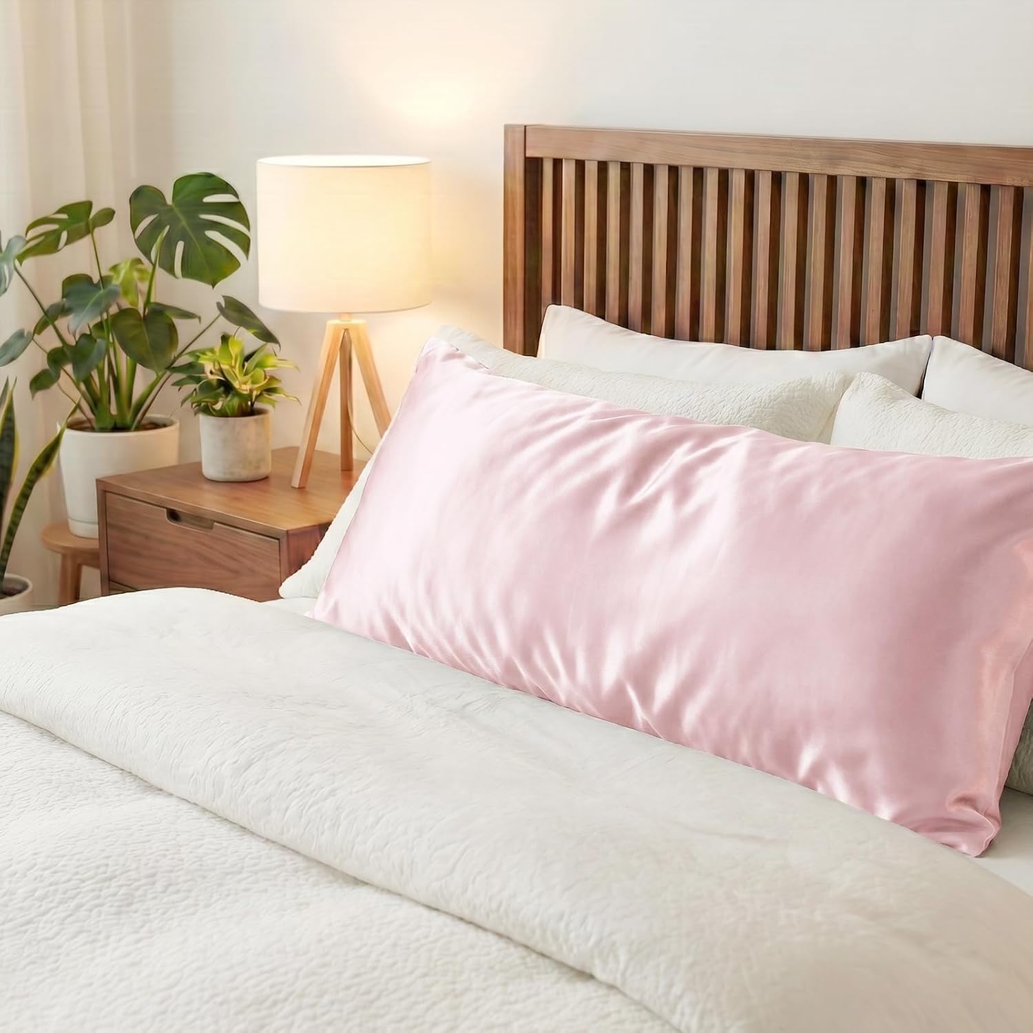 QJFabricCO Q&J Fabric Co. 1 Pack Satin Pillowcase Silk Like Pillow Case 20x54 inch Pink Cooling Pillow Case with Envelope Closure for Hair…