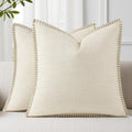 decorUhome Summer Decorative Throw Pillow Covers 26x26 Set of 2 Faux Linen Farmhouse Euro Sham Pillow Covers with Stitched Edge Outdoor…