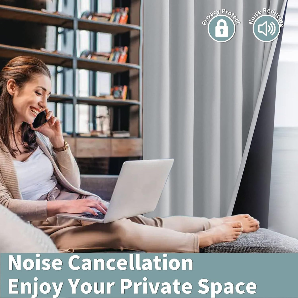 BGment Light Grey 100% Blackout Curtains 63 Inches Long with Thermal Insulated Liner, Rod Pocket and Back Tab Double Layer Full Room…