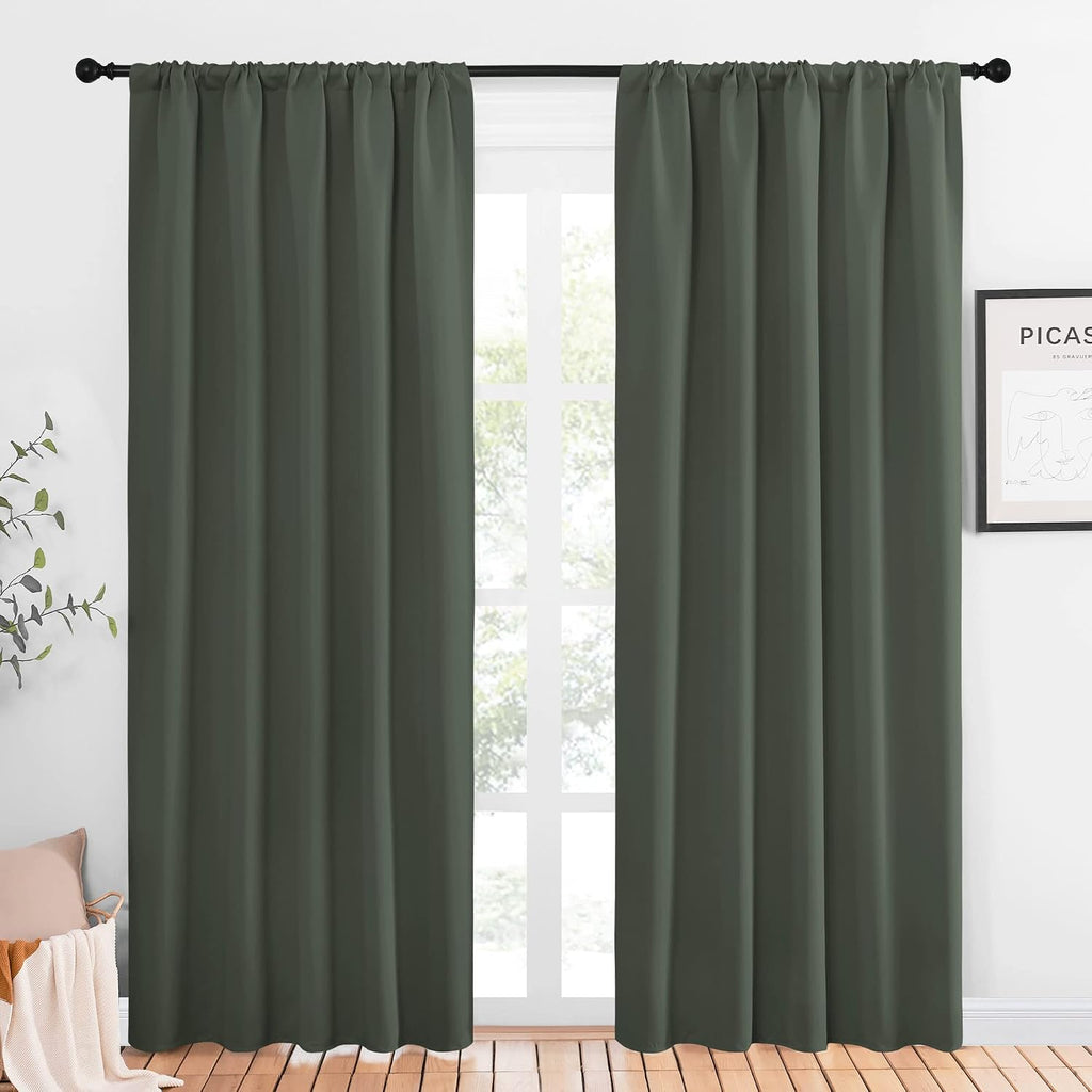 NICETOWN Bedroom Curtains Blackout Draperies - All Season Thermal Insulated Solid Rod Pocket Top Blackout Curtains/Drapes for Kid's Room…