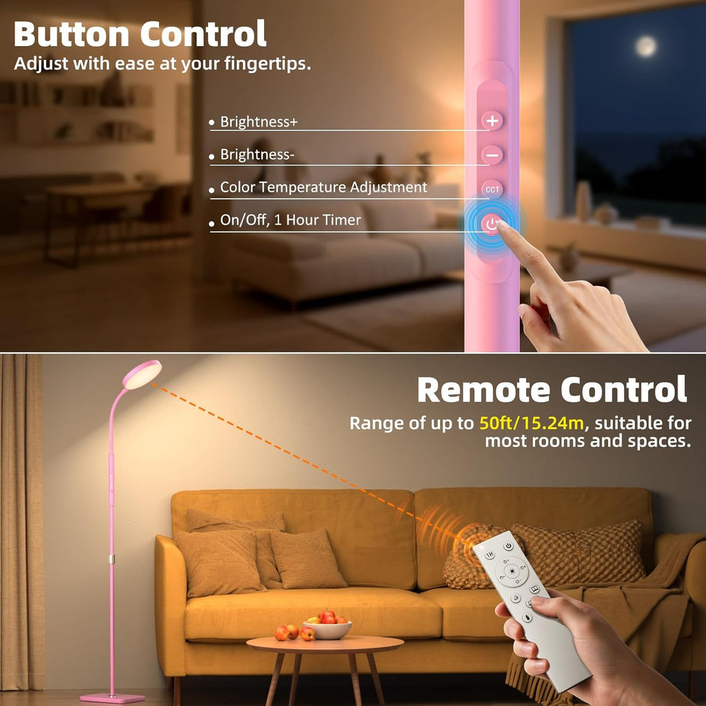 Pacovy Floor Lamp, Adjustable Height Floor Lamps for Living Room Bedroom, 120 LED Super Bright Standing Lamp Remote Control Dimmable Goosen…