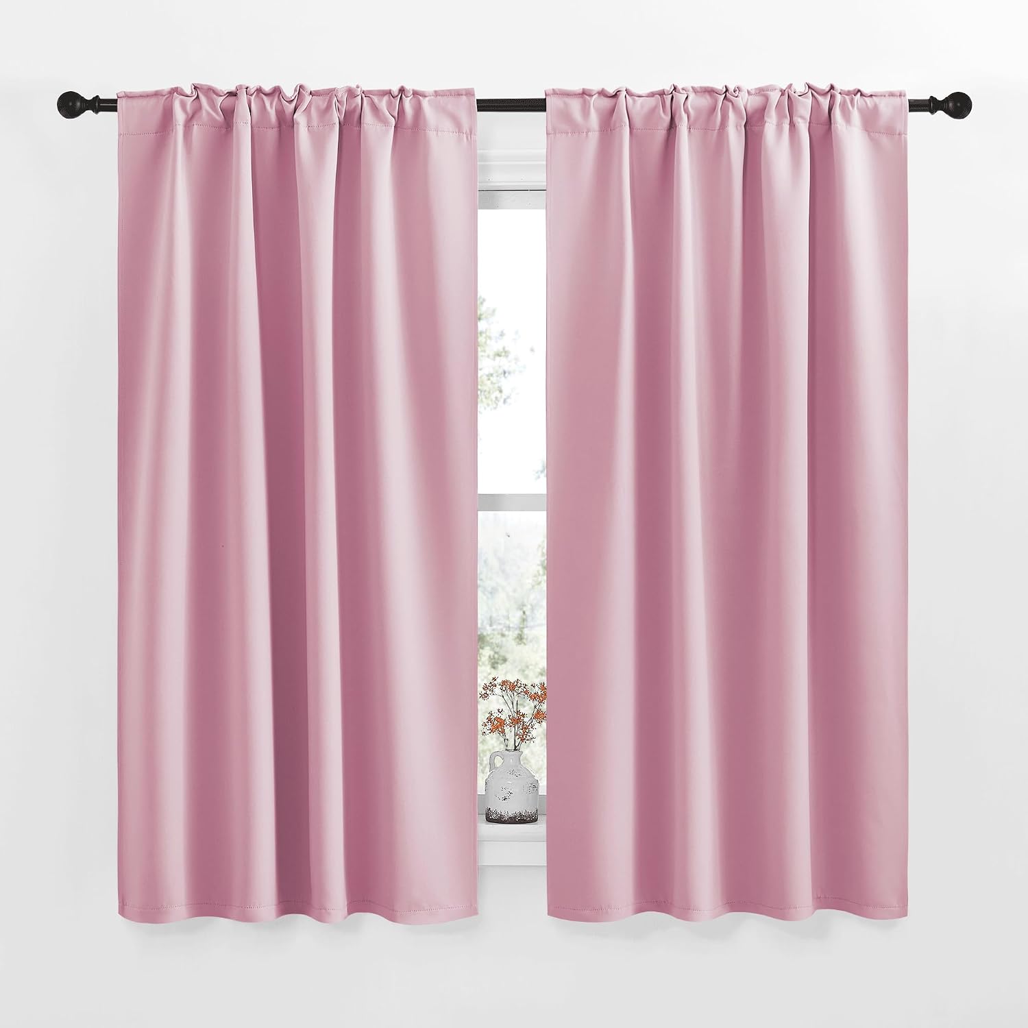 NICETOWN Blackout Curtain Panels for Living Room - (Rouge Pink Color) 34x63 Inch, 2 Panels Set, Thermal Insulated Room Darkening Blackout…