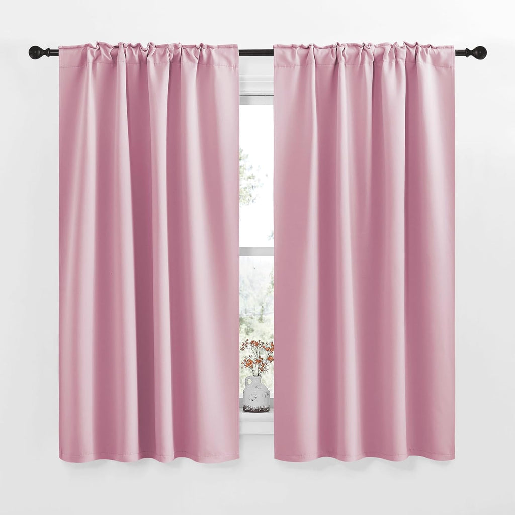 NICETOWN Blackout Curtain Panels for Living Room - (Rouge Pink Color) 42x63 Inch, 2 Panels Set, Thermal Insulated Room Darkening Blackout…