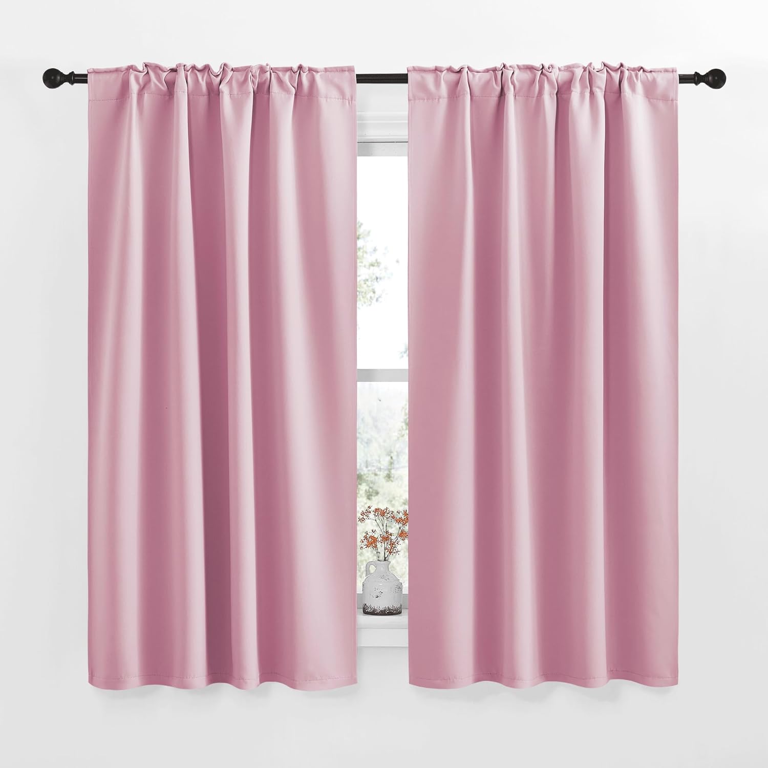 NICETOWN Blackout Curtain Panels for Living Room - (Rouge Pink Color) 42x63 Inch, 2 Panels Set, Thermal Insulated Room Darkening Blackout…