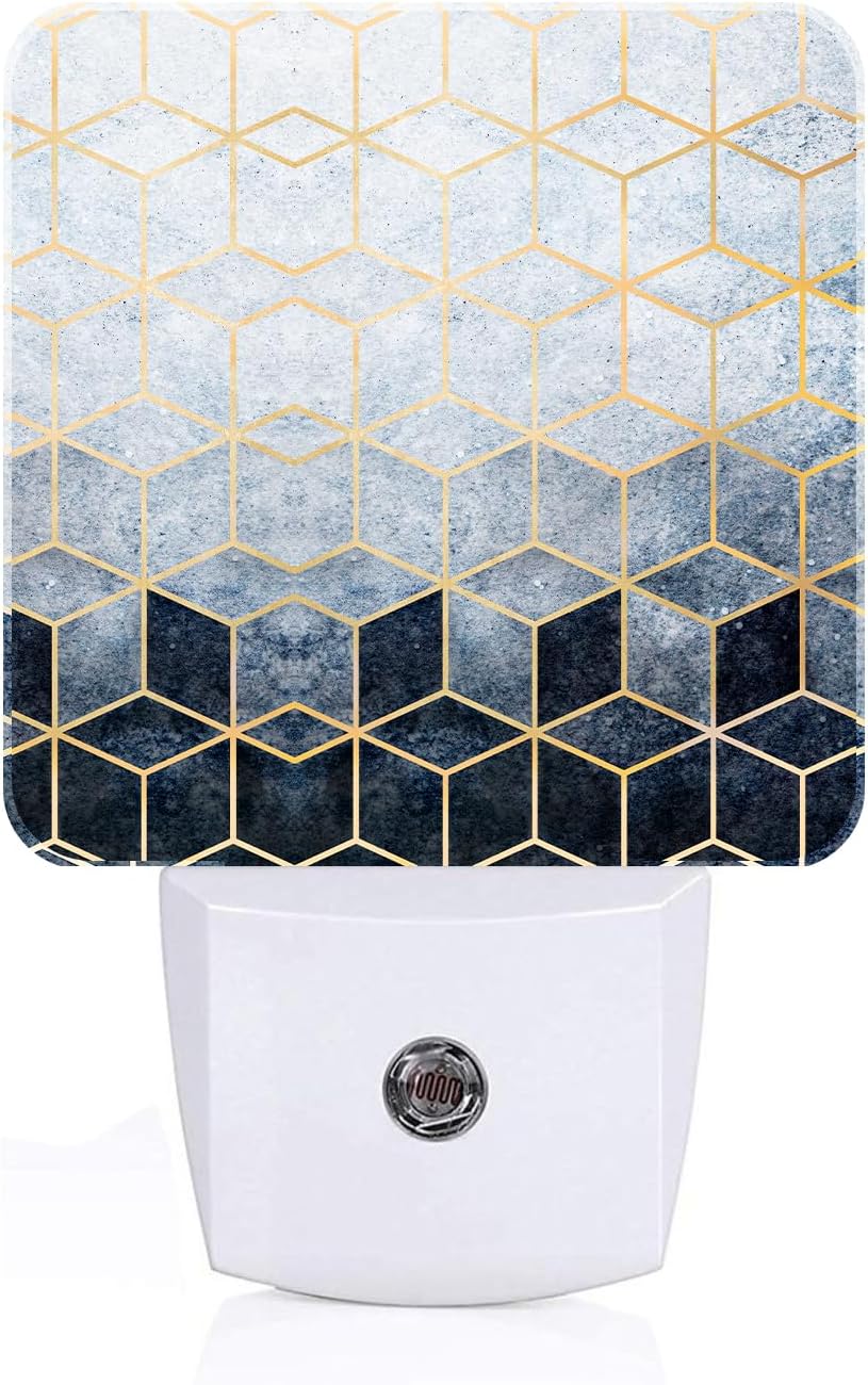 Black Grey Cubes Night Light, Plug-in Nightlights Auto Sensor Night Lamp Dusk-to-Dawn Lamp Home Decor for Nursery Children Girls Boys