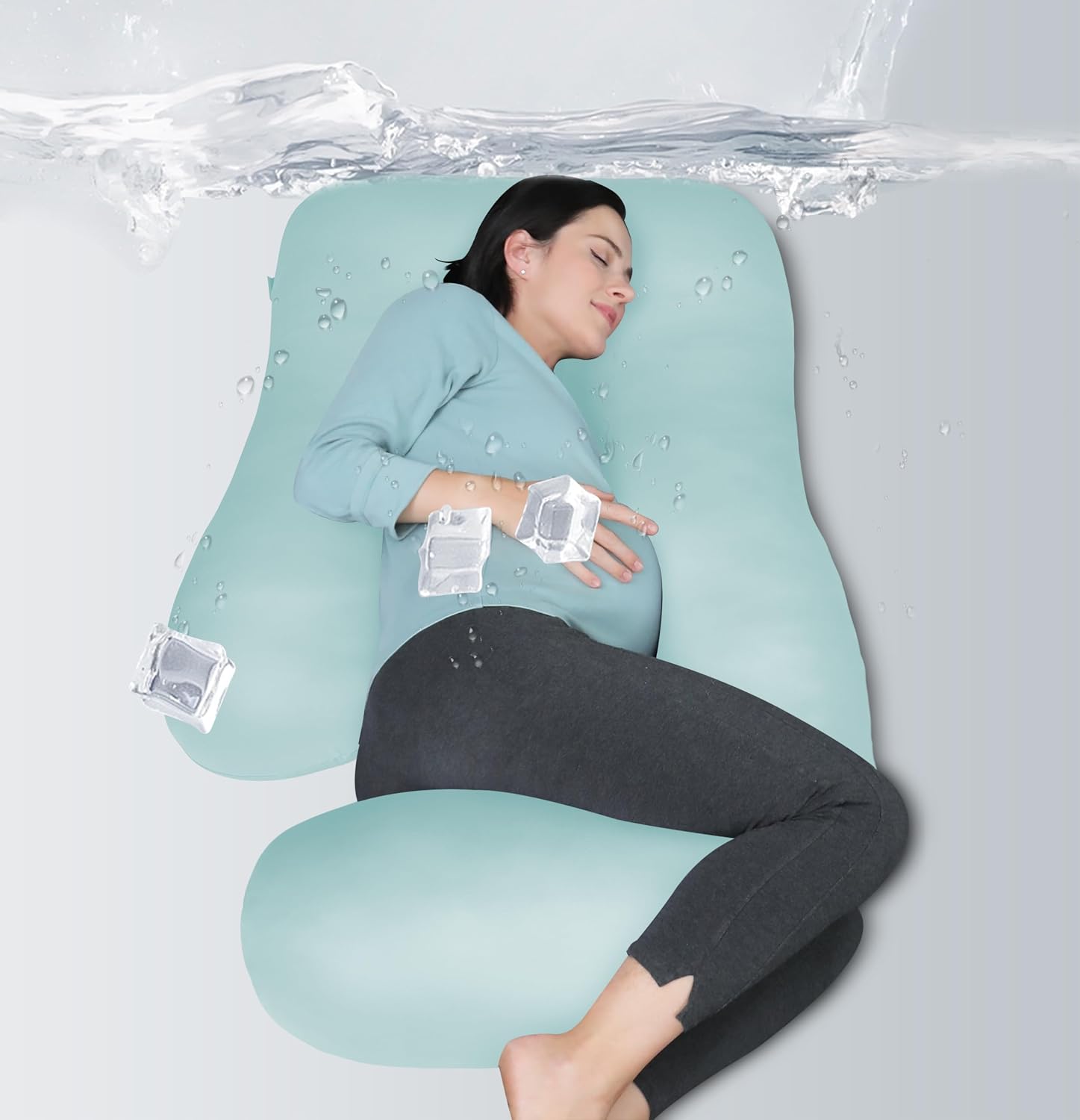 Moonpark MOON PARK Pregnancy Pillows for Sleeping - U Shaped Full Body Maternity Pillow with Removable Cover - Support for Back, Legs, Bell…