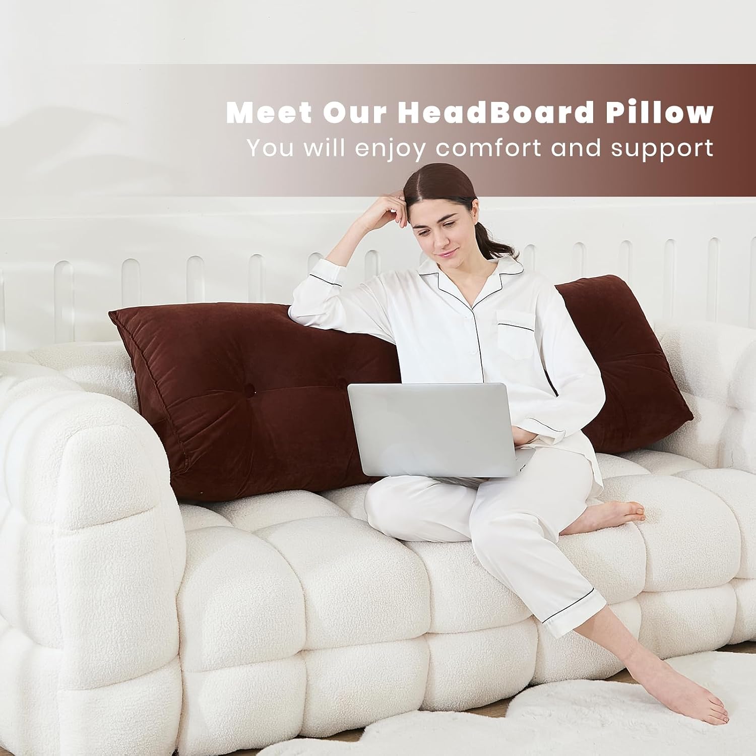 Zelladorra Headboard Pillow for Bed, Triangular Wedge Pillow Headboard Soft Support While Reading and Resting, Bed Bolster Cushion…