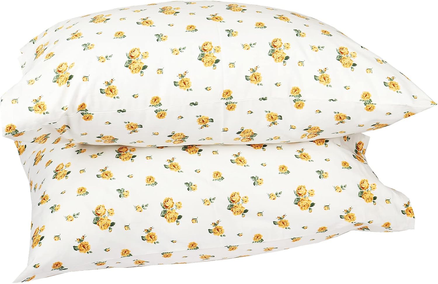 Wbycotbed 2-Piece Cotton Pillowcase Set Queen Size, Floral Printed Hotel Quality Pillow Protectors 20" x 30" 20 Inch Cotton