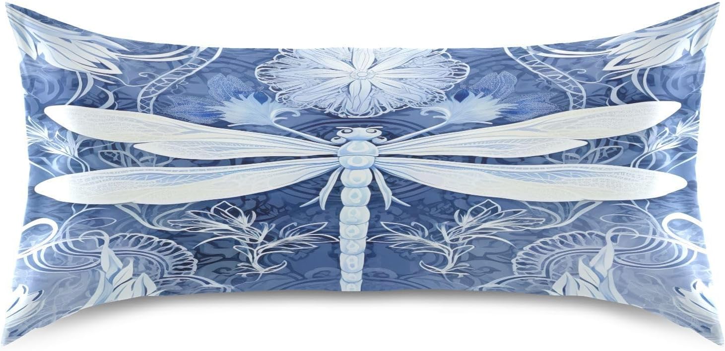 YETTASBIN Dragonfly Satin Pillowcase, Soft Breathable Silk Pillow Case with Envelope Closure for Hair and Skin, Queen Size 30 x 20 Inch