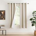 NICETOWN 100% Blackout Linen Texture Curtains 72 inches Long, Beige, 2 Panels, Thermal Insulated Full Blackout 2-Layer Lined Drapes…