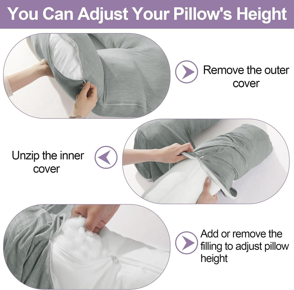Hombys Cooling U Shaped Pillow for Neck, Contour Shoulder Pillow for Side Sleepers, Ergonomic Body Pillows for Adults, Hug Pillow with Wash…