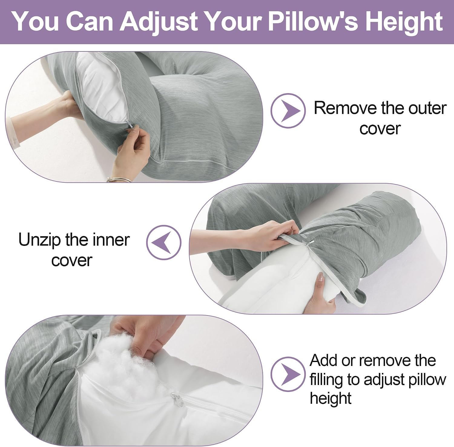 Hombys Cooling U Shaped Pillow for Neck, Contour Shoulder Pillow for Side Sleepers, Ergonomic Body Pillows for Adults, Hug Pillow with Wash…
