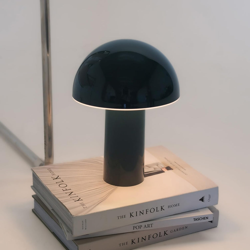 Brightech Celia Small Table Lamp – 10" Touch-Controlled Mushroom Desk Lamp, Cordless & Dimmable LED, Portable Bedside Night Light, Sustaina…