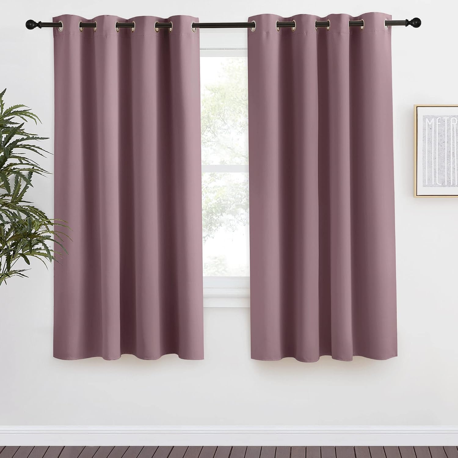 NICETOWN Kitchen Blackout Window Curtain Panel, Dry Rose, 1 Panel, 55 by 68 inches Long, Home Fashion Thermal Insulated Solid Grommet…