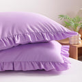 Bedsum Ruffled Pillow Shams Standard 20x26 Set of 2 Brushed Microfiber Pillowcases with Envelope Closure Soft Wrinkle-Resistant Light Purple