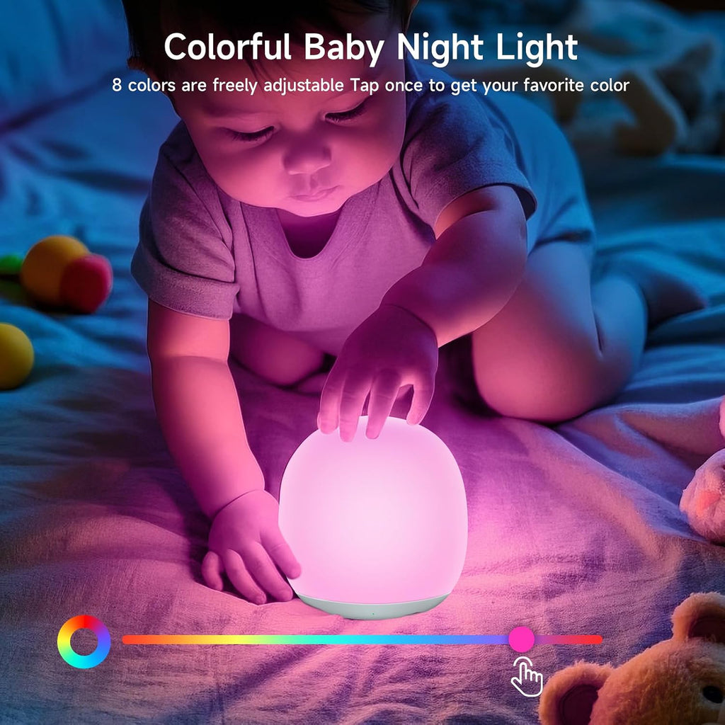 Tyute Baby Night Light, Nursery Night Lamp with 8 RGB Colors Changing, Soft BPA Free Silicone Touch Night Light for Kids Room Breastfeeding…