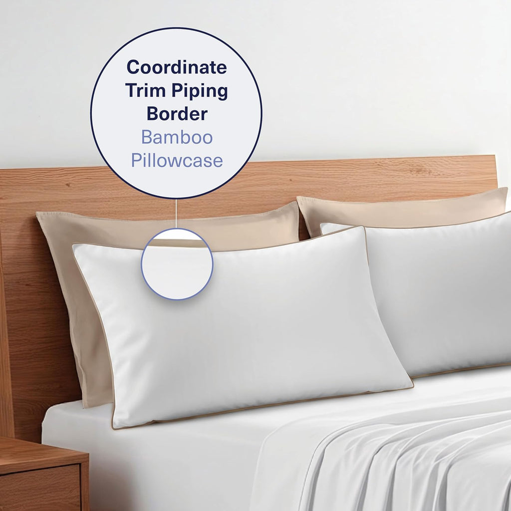 KickoffHome Kickoff Viscose Bamboo Pillowcase, King, Set of 2, 100% Organic Hidden Zippered Viscose Bamboo Pillow Case King Size, Cooling P…