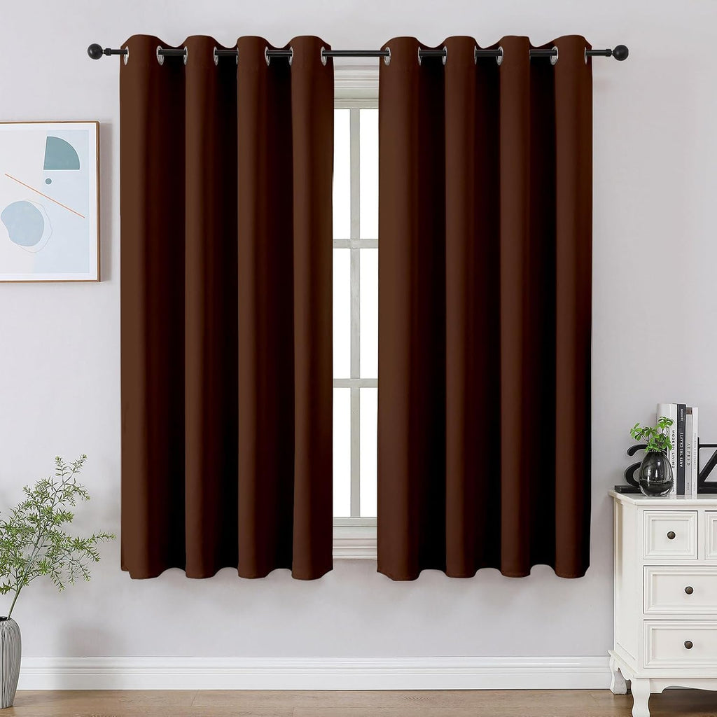 CUCRAF Brown Blackout Curtains 45 inch Length 2 Panels Set, Room Darkening Drapes for Living Room Bedroom, Thermal Insulated Light…