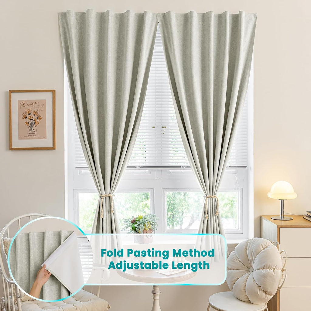 100% Blackout Adhesive Blackout Curtains- Self Stick Shades Window Blinds Curtains No Rod Needed Easy to Hang Curtain, Use for Bedroom…