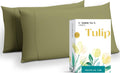 Carressa Linen Luxury Egyptian Cotton King Pillow Cases Set of 2-800 Series Tulips Collection Pillowcases for Sleeping (Sage Green)…