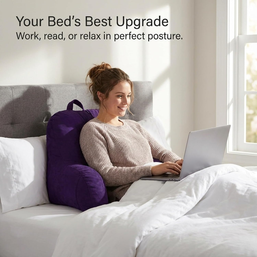 Deluxe Comfort Microsuede Bed Rest - Backrest Pillow with Arms - Bed Rest Pillow - Reading Bedrest Lounger - Sitting Support Pillow - Soft…