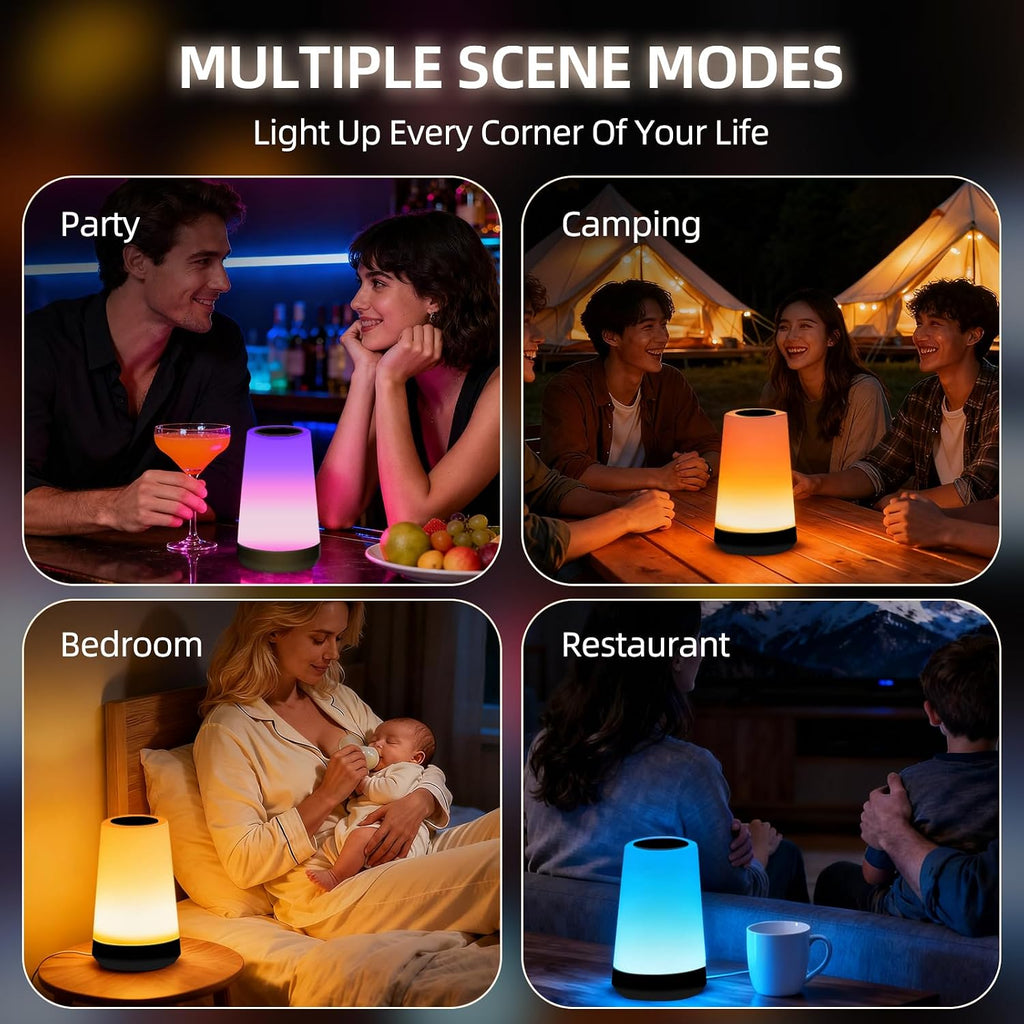 Night Light, Dimmable Touch Lamp and Remote Control, 13 RGB Colors & 5 Brightness, Rechargeable Bedside Table Lamp for Baby Kids Nursery…