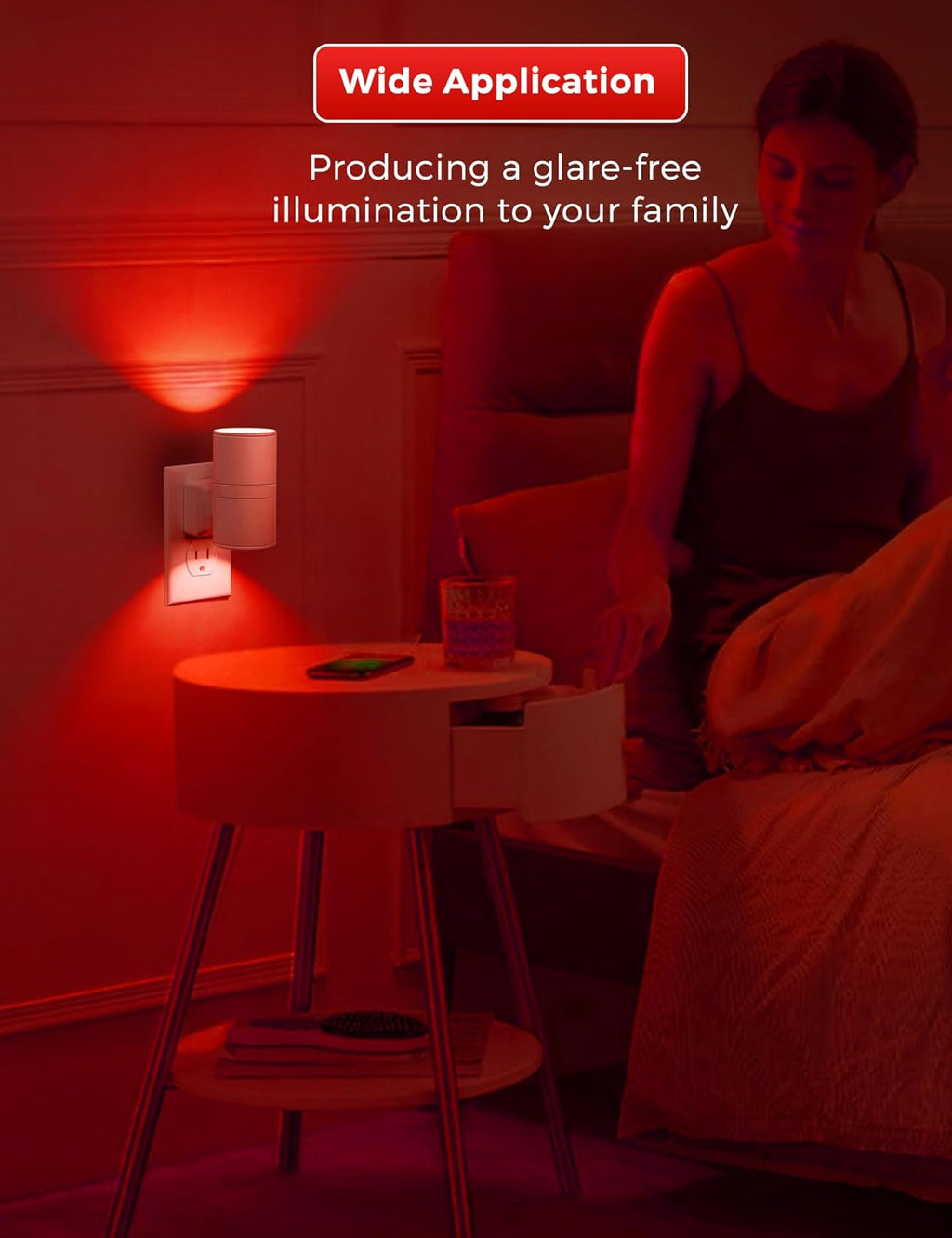 L LOHAS LED Night Light, Red Night Lights Plug into Wall, LED Nightlights, Light Sensor, Steep Aid Red, Dimmable Nightlight for…