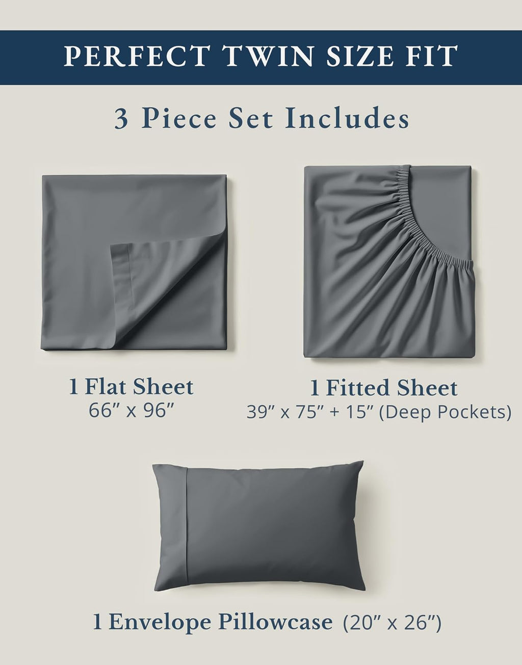 LaneLinen LANE LINEN 100% Organic Cotton 3Pc Bed Sheets Twin Size, Classic Percale Weave, Soft & Comfy Fully Elasticized Naturally Cooling…
