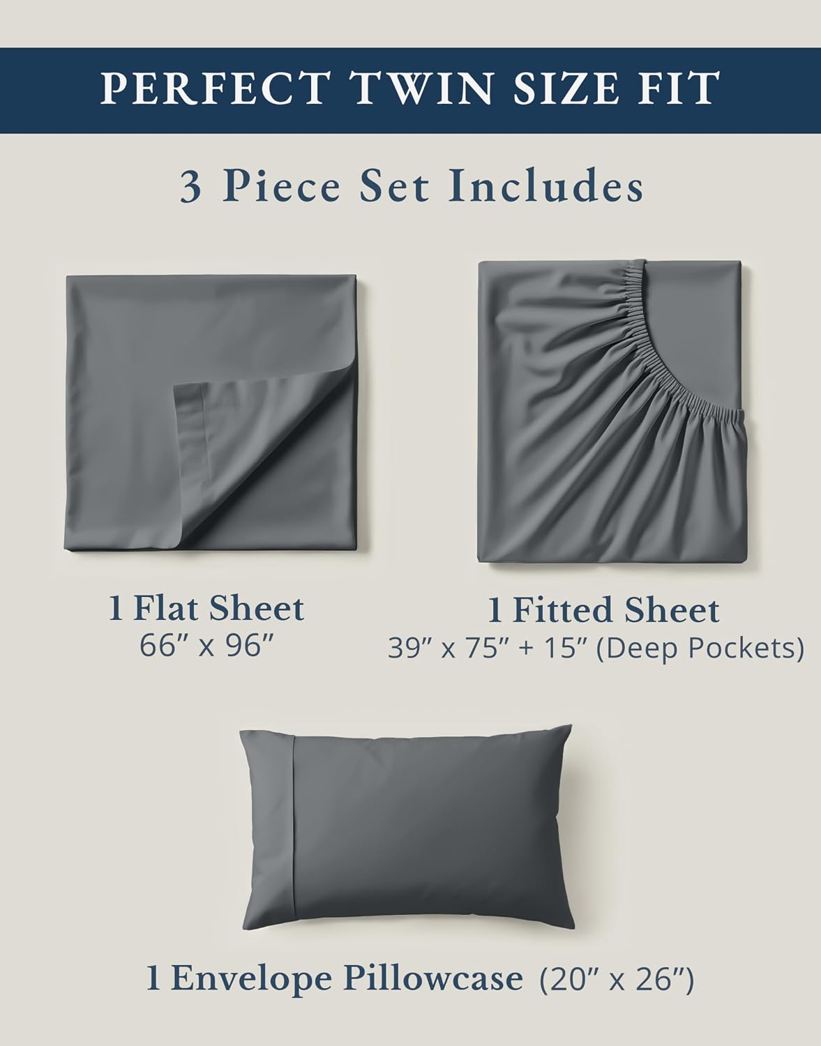 LaneLinen LANE LINEN 100% Organic Cotton 3Pc Bed Sheets Twin Size, Classic Percale Weave, Soft & Comfy Fully Elasticized Naturally Cooling…