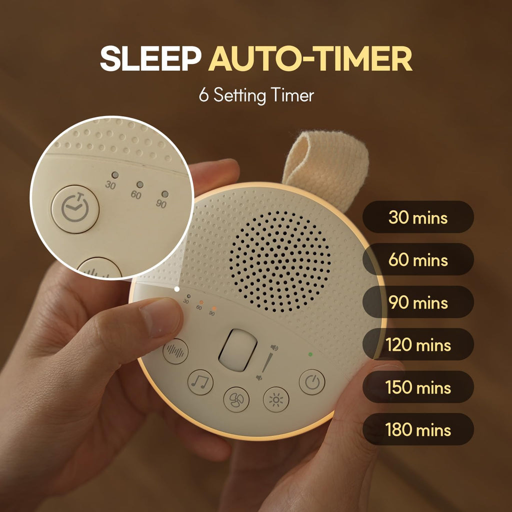 HuBDIC HubiCare White Noise Machine, Portable Sound Machine with 21 Soothing Sleep Sounds, Long-Lasting Battery, Gentle LED Mood Light, Tra…