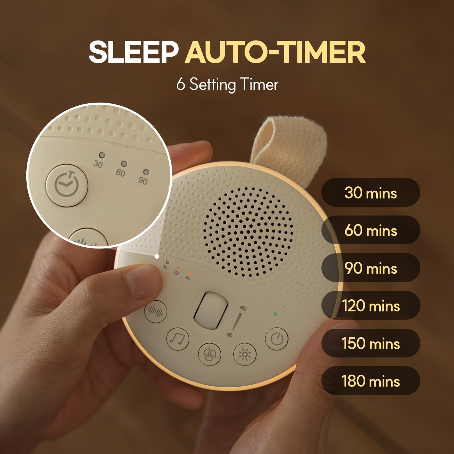 HuBDIC HubiCare White Noise Machine, Portable Sound Machine with 21 Soothing Sleep Sounds, Long-Lasting Battery, Gentle LED Mood Light, Tra…
