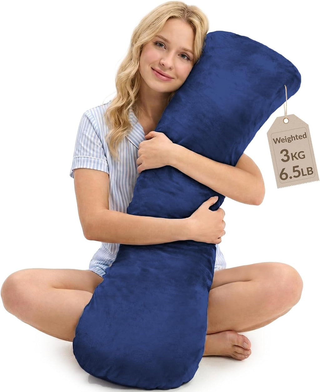 ODOXIA Weighted Pillow for Adults 6.5lbs (41" x 12") | Sleep Better & Feel Calm | Weighted Body Pillow for Stress Relief | Sleeping…