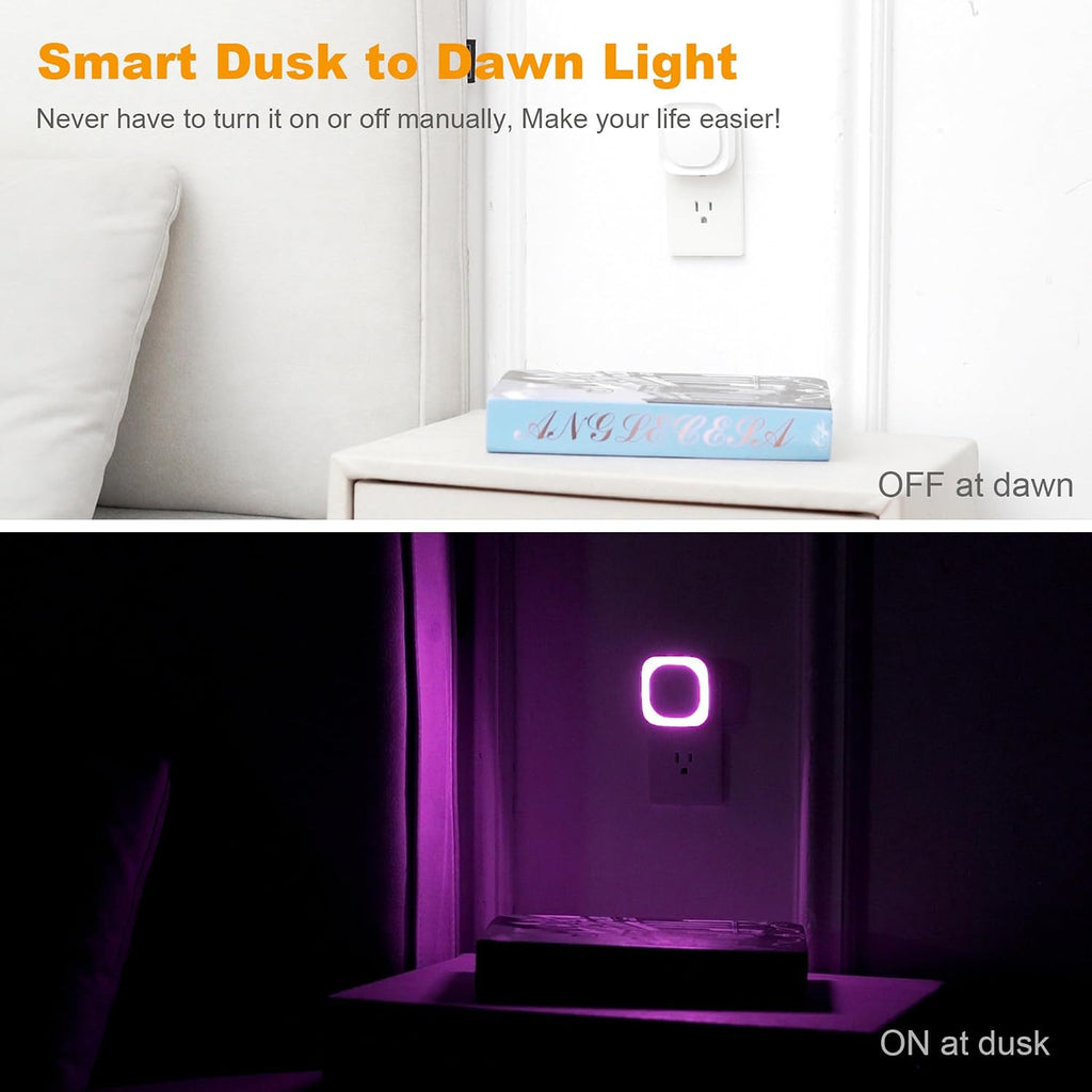 Yunlex 2 Pack Purple Night Light, Gentle Eye-comfort with Dimmable Soft Glow & Indirect Reflection, Auto Dusk to Dawn Sensor, Plug in…