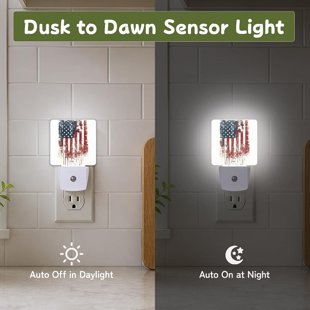 Night Light, Soccer American Flag Night Lights Plug into Wall for Bedroom Bathroom Hallway Kitchen, Dusk to Dawn Sensor Decorative Gift…