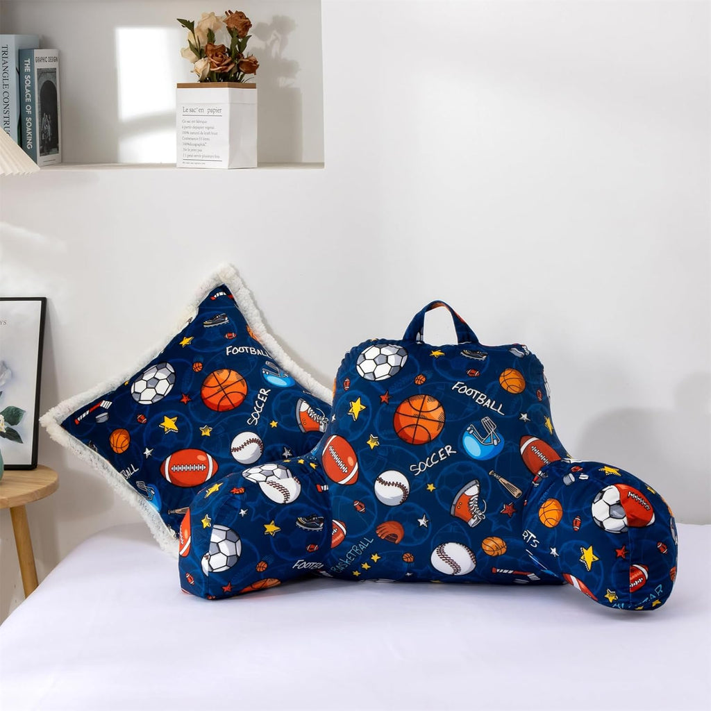 Aimuan Reading Pillow Bed Rest Wedge Backrest Pillow Basketball Football Baseball Navy Rugby Ball Printed Collections with Arms Sitting…
