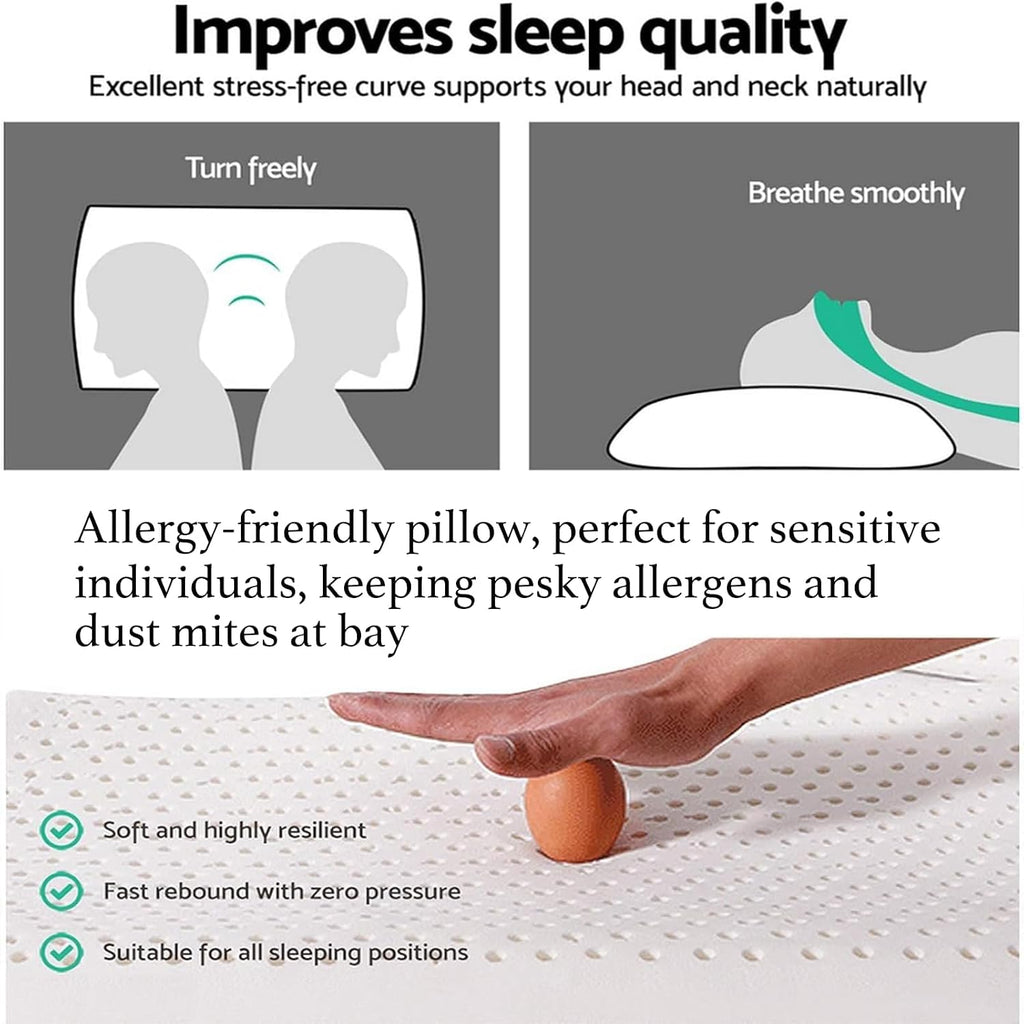 Talalay 100% Natural Premium Latex Pillow, Bed Pillow for Sleeping with Removable Cotton Cover, Helps Relieve Pressure, Breathable…