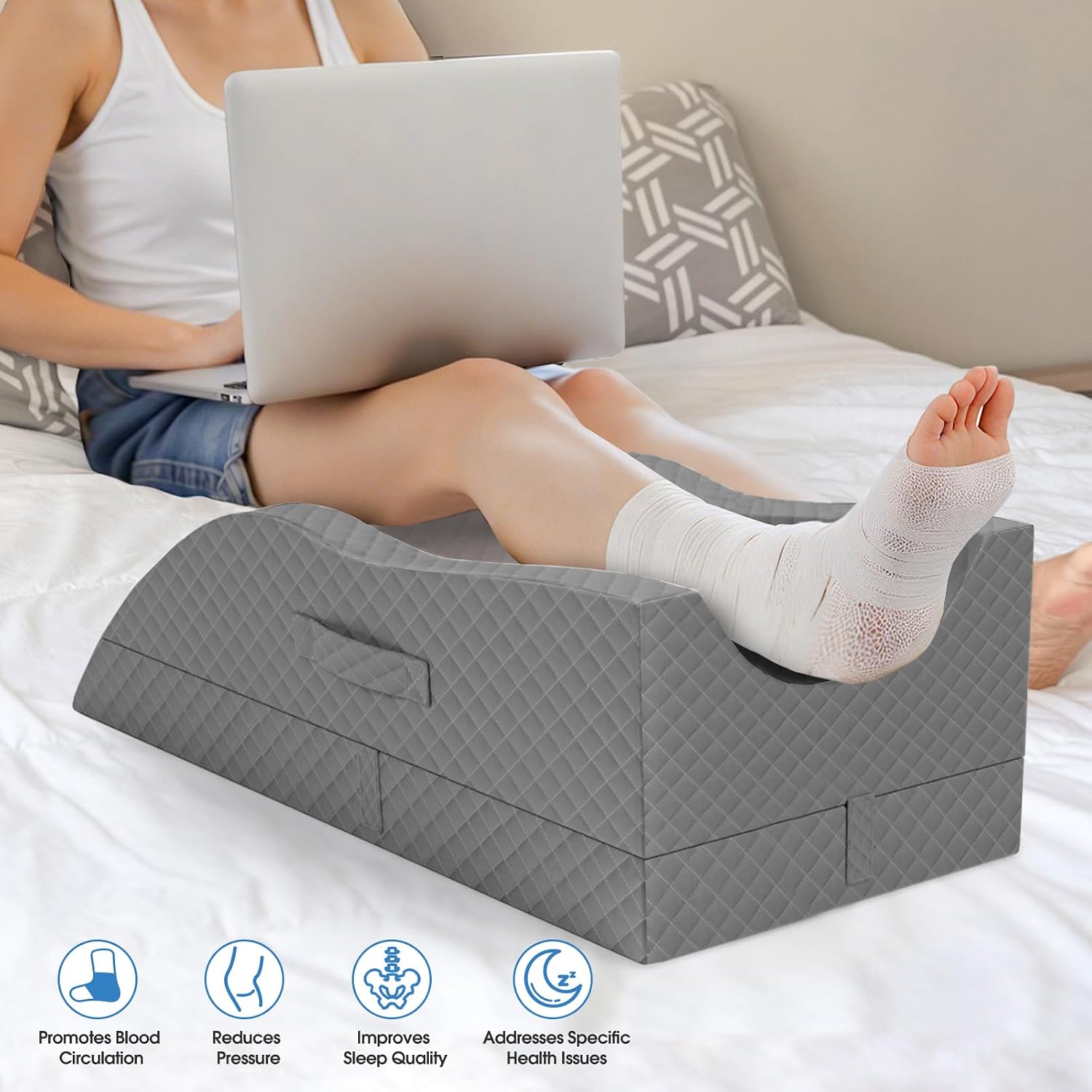 TranquilRelax TranquilRelax Elevation Pillows for Leg After Surgery, Memory Foam Adjustable Wedge Pillow for Injury or Rest, Ankle P…