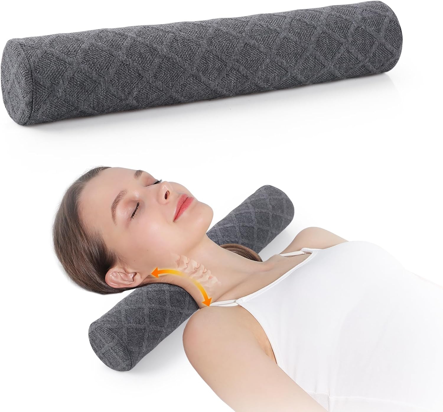 Cozyth 3.1" H Small Cervical Roll Pillow, Medium Soft Memory Foam Neck Round Pillow Cylinder Bolster Pillow for Sleeping, Round Neck Su…
