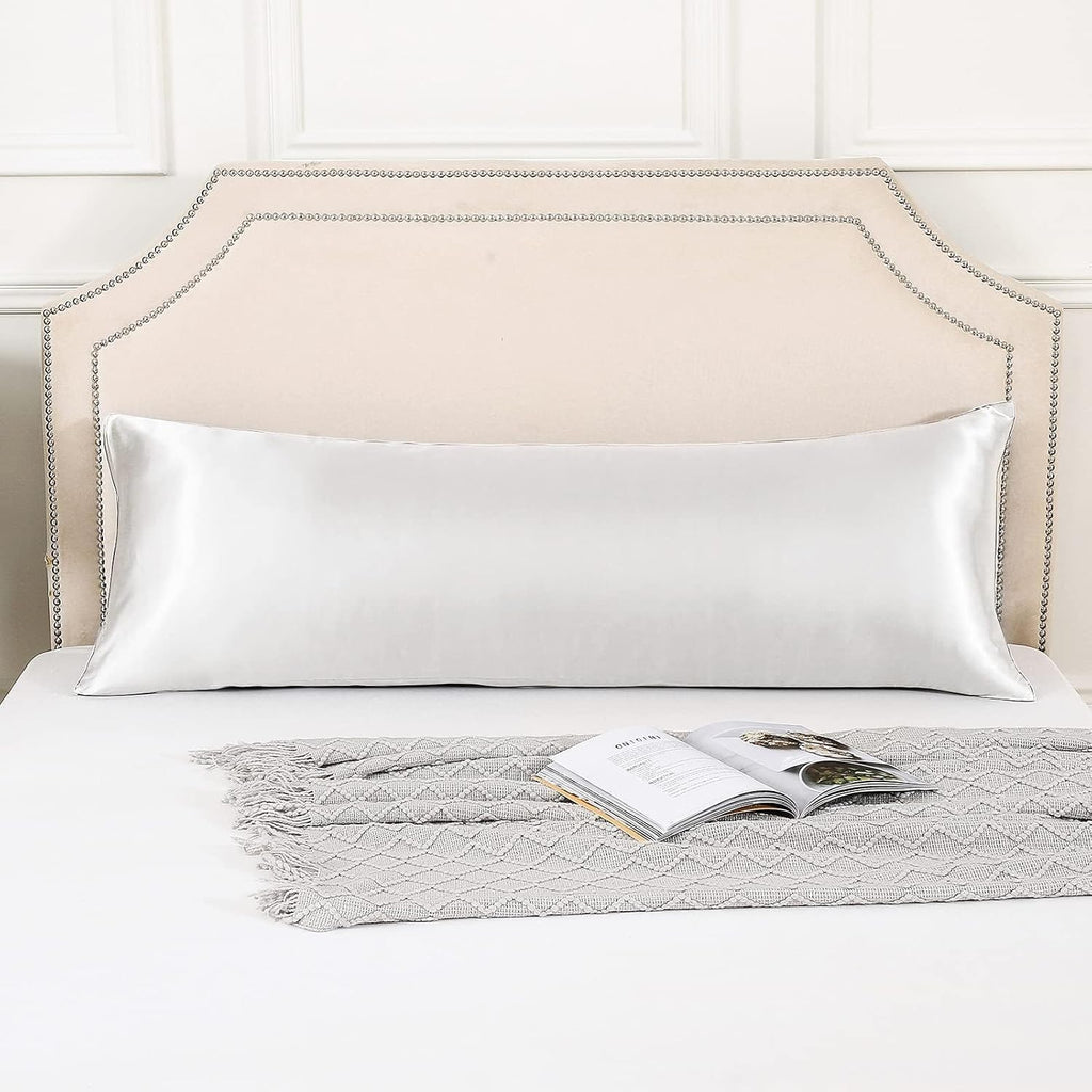 Huxmeyson Body Pillow with Satin Pillowcase, Body Pillow for Adults, Removable Cover, White (20"x54") White