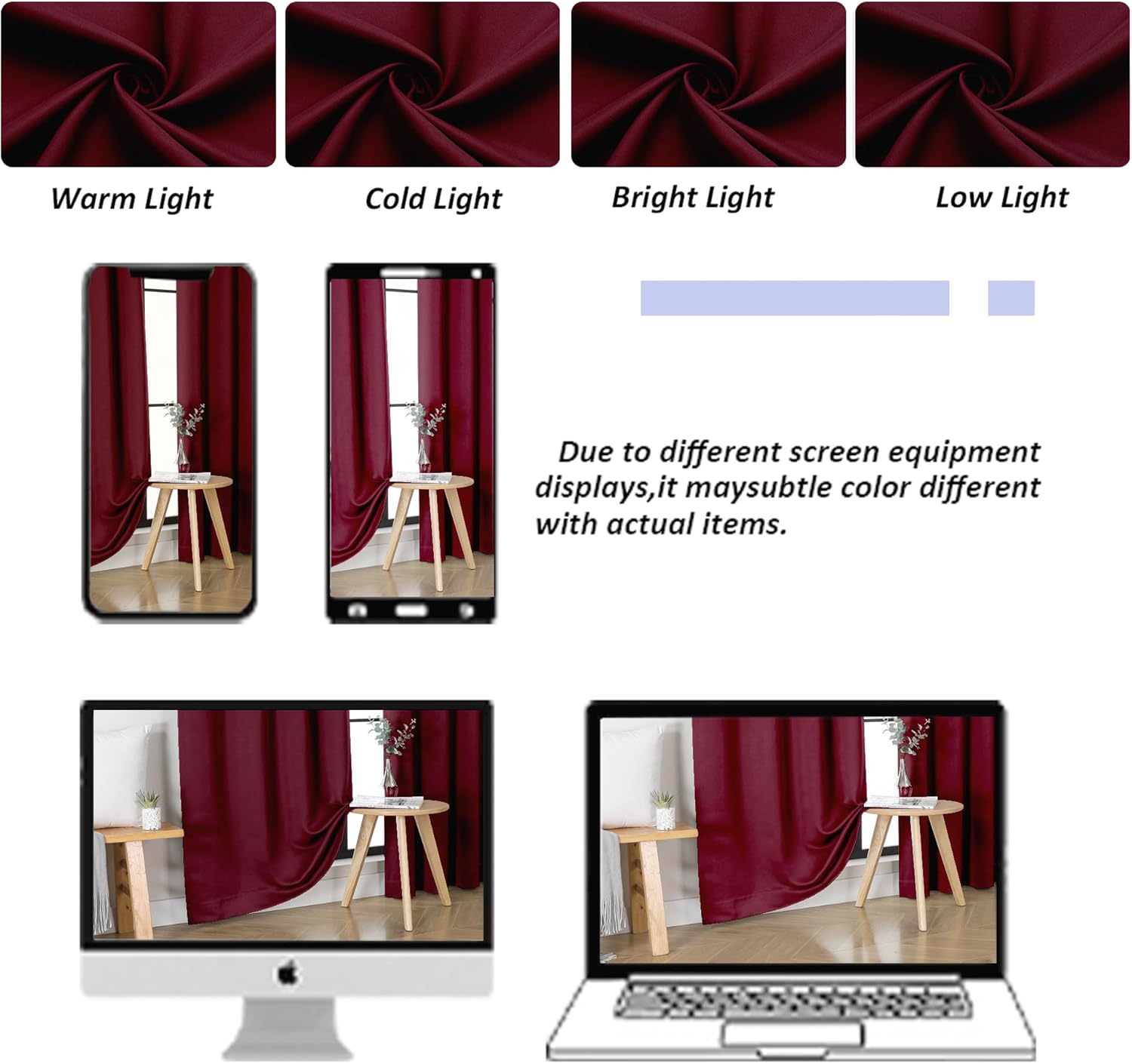 Simplebrand Ava Burgundy Blackout Curtains for Bedroom 63 Inch Length 2 Panels Set, Nursery Thermal Insulated Energy Saving Rod Pocket Wind…