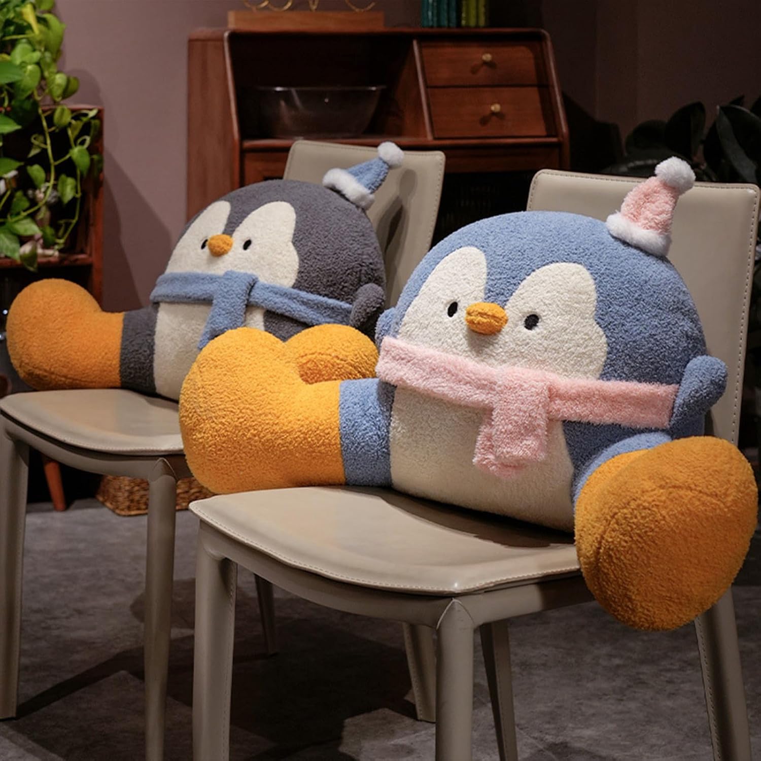 WLLYXUS Reading Pillow for Bed, Backrest Pillow for Sitting in Bed, Back Support Cushion, Penguin Reading Pillow for Sofa (Blue, L: 31…