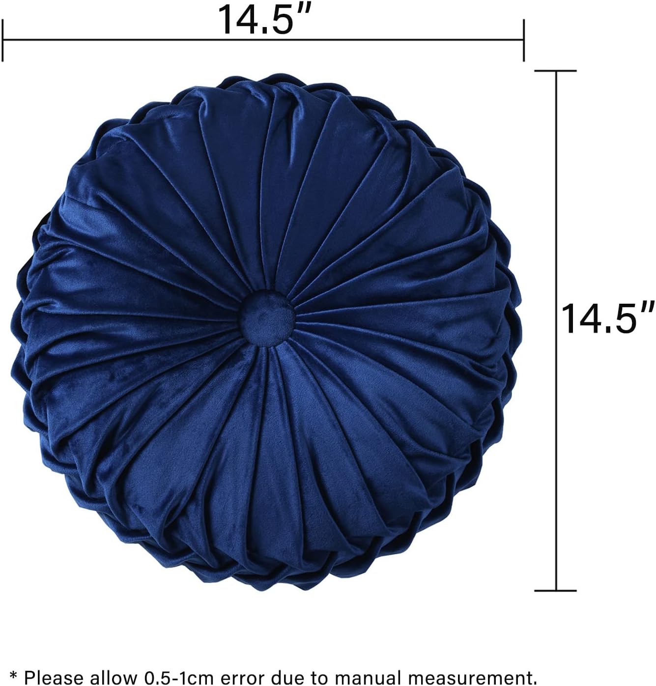 Hig Set of 2 Decorative Round Pleated Throw Pillows, Classy Accent Pumpkin Throw Pillows with Center Button, Vintage Velvet Floor Pillows f…