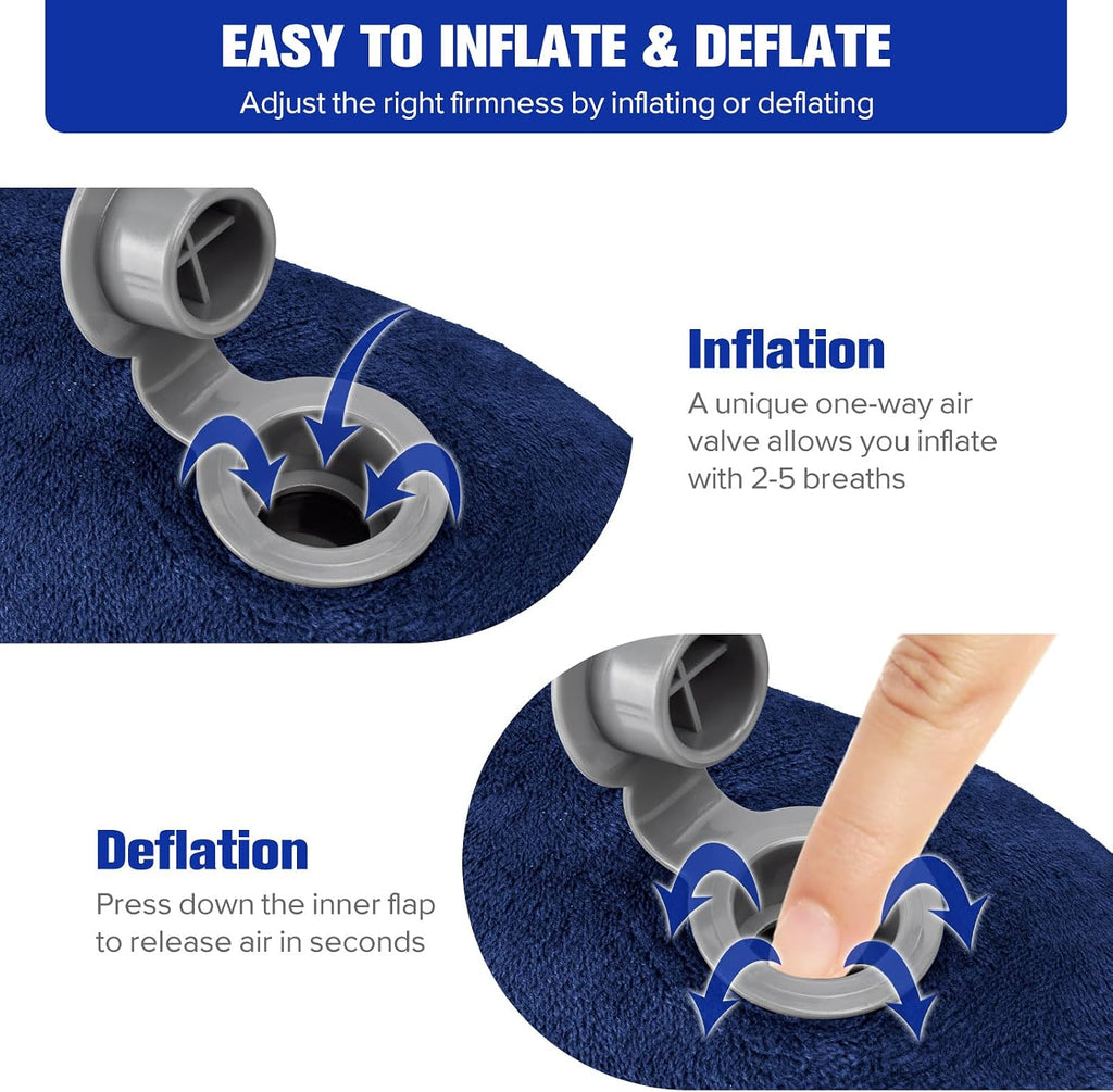 Rewondah Inflatable Travel Pillow for Sleeping Airplane - Inflatable Neck Pillow for Traveling on Plane with Washable Cover, Blow up Neck…