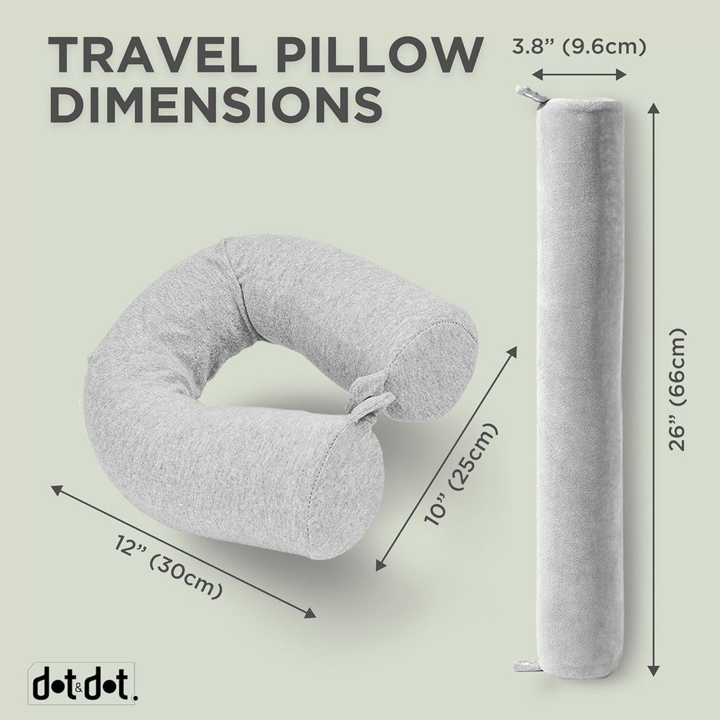 Dot&Dot Twist Memory Foam Travel Pillow for Airplane, Car and Home, Travel Neck Pillow for Sleeping, Airplane Pillow for Neck Suppor…