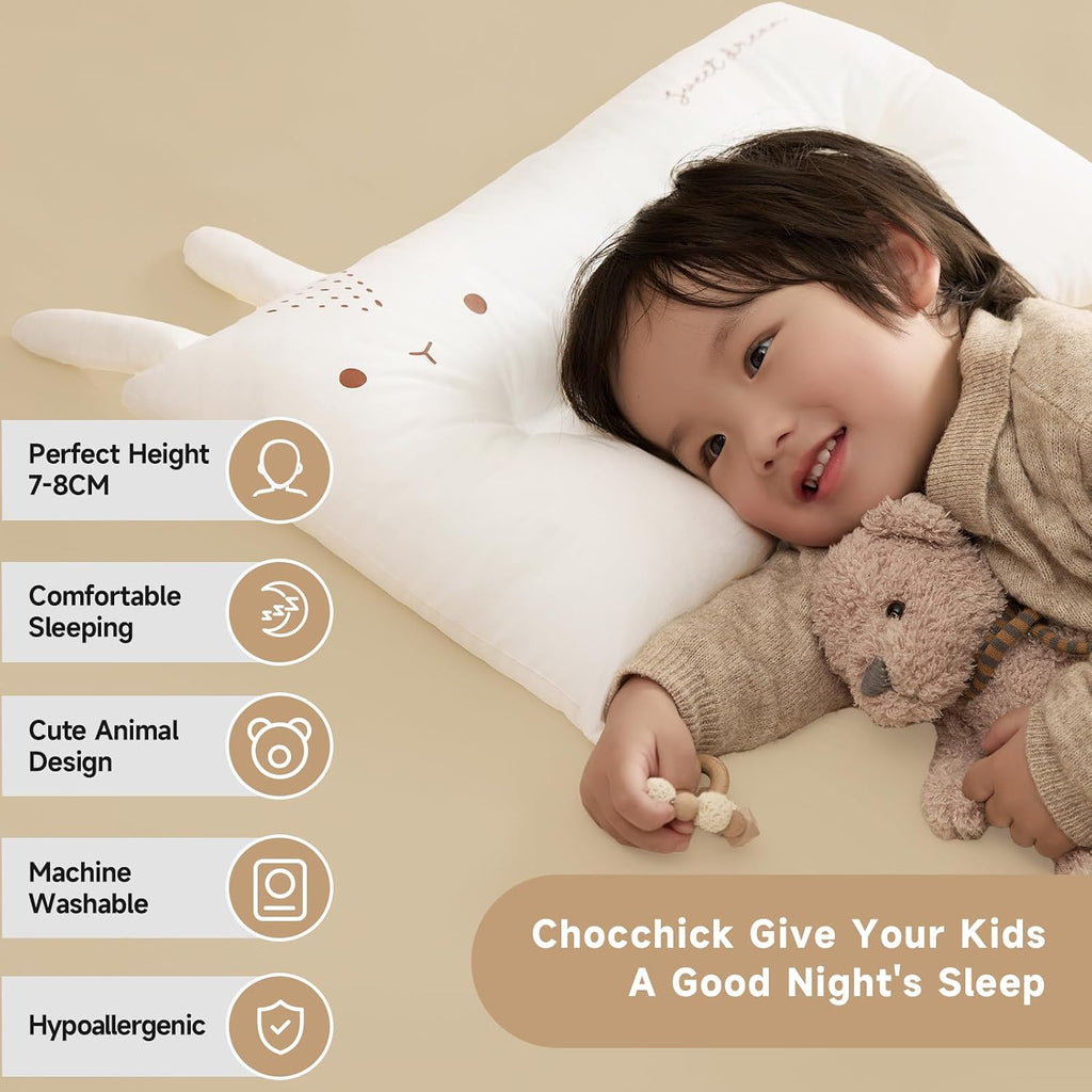 ChocChick Choc chick Toddler Pillow,20X12inches Machine Washable 100% Cotton Pillowcase Soft Hypoallergenic Kids Pillows, Child Cute Animal…